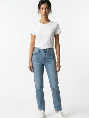 Something Navy Jeans Cigarette Casual Relaxed Fit Cotton Light Wash Size 29(30)